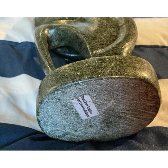 African Shona Carved Serpentine Stone Sculpture Zimbabwe Person Hunched Over 10”